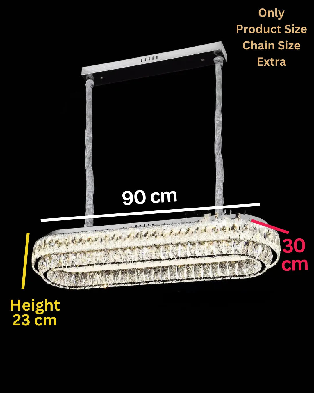 Swanart Modern Crystal LED Chandelier 90cm Luxury Oval Dining Table Pendant Light, Stainless Steel Hanging Ceiling Lamp for Living Room, Kitchen Island & Dining Area Decorative Lighting