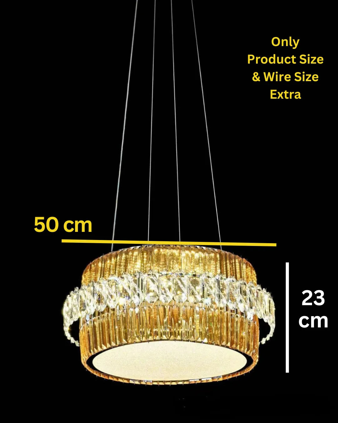 Swanart Luxury Crystal Ring Chandelier 50 cm Modern Gold Pendant Ceiling Light with Crystal Glass Design, Elegant LED Hanging Lamp for Living Room Dining Room Bedroom Home Decor Lighting Fixture