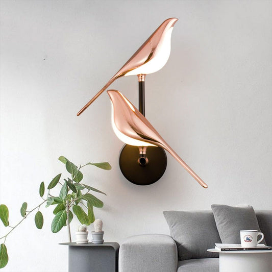 Swanart Modern 2 Pair Chirpy Wall Light for Living Room, Bedroom, Dining - Elegant Bird Wall Light Fixture, Fancy Golden Metal Lights for Wall Decor, Home Decor Wall Lamps - Swanart