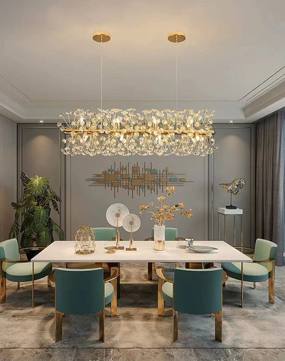 BrighteNIX Crystal Chandelier Pendant Light Fixtures for Home Interior, Gold, for Kitchen Dining Room Living Room - Swanart