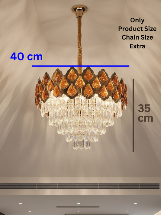 Elegant crystal chandelier and pendant lamps by Swanart featuring sparkling crystals and intricate metalwork for stylish home decor.