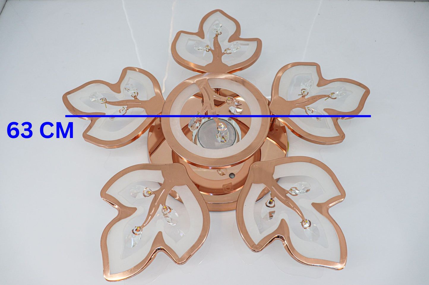 Swanart LumiLeaf Crystal Chandelier: Modern Rose Gold Ceiling Light with Dimmable 3-Color LEDs, Remote Control, Elegant Leaf Design for Dining Room, Living Room, Bedroom, Hallway - Swanart