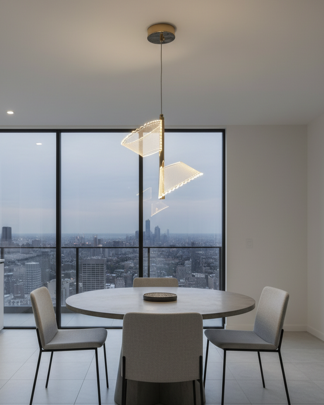 Swanart Modern LED Pendant Light for Living Room, Designer Hanging Light with Adjustable Height, Gold Finish Chandelier Light, Decorative Ceiling Pendant Lamp for Dining Room, Bedroom & Hall