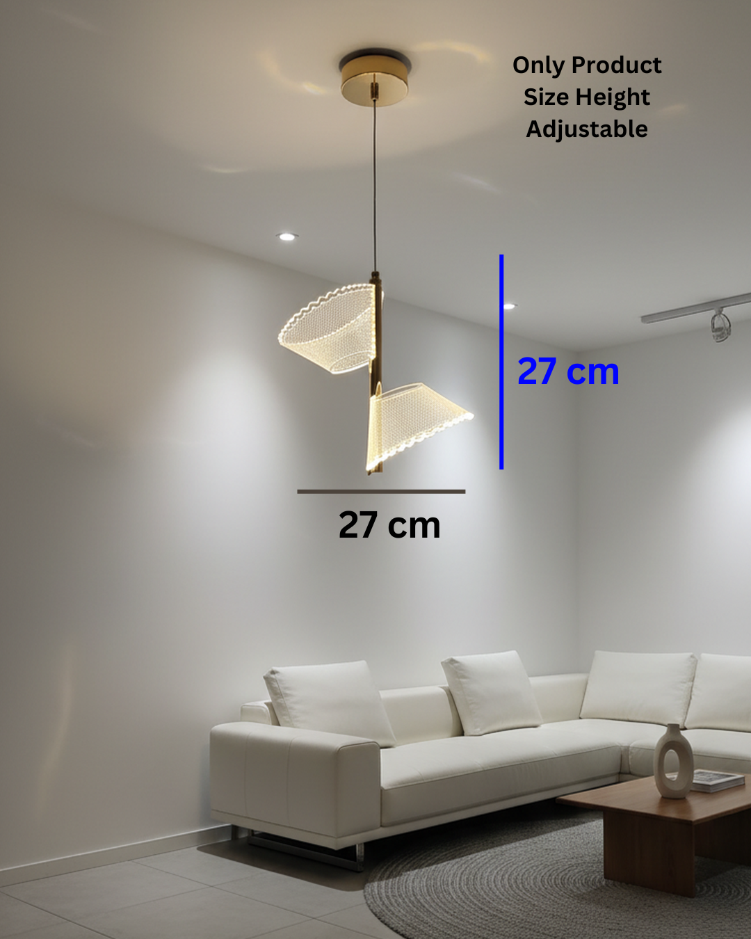 Swanart Modern LED Pendant Light for Living Room, Designer Hanging Light with Adjustable Height, Gold Finish Chandelier Light, Decorative Ceiling Pendant Lamp for Dining Room, Bedroom & Hall