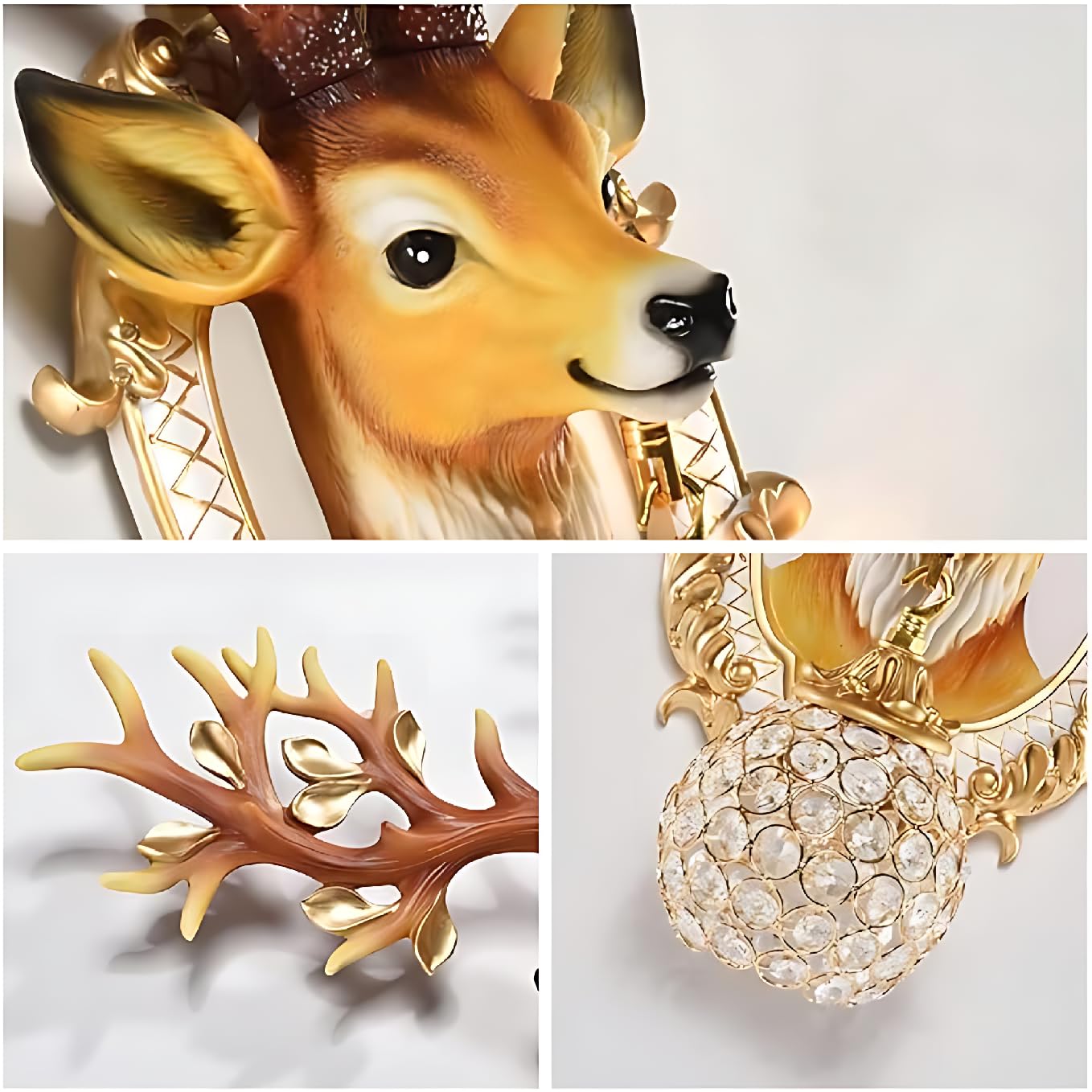 Majestic Deer Head Wall Sconce – Elegant Crystal Lighting - Swanart