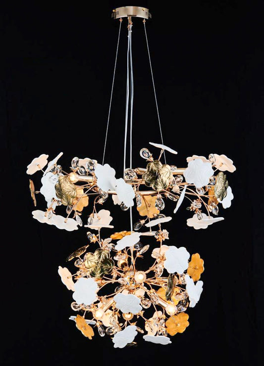 BrighteNIX Crystal Chandelier Light Fixture for Home, Flower Design, Living Room Decor - Swanart