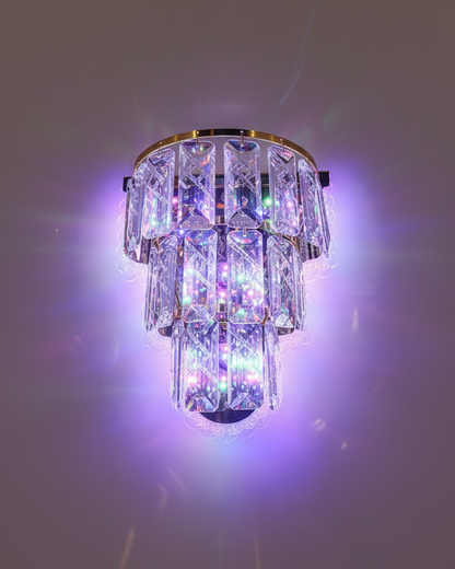 Colorful Swanart crystal wall sconce with multicolor glass crystals and vibrant lighting, perfect for decorative wall accent.