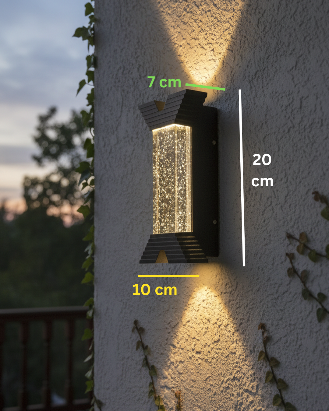Swanart Modern LED Outdoor Wall Light Up Down Wall Lamp, Decorative Interial & Exterior Sconce, Warm Glass Bubble Crystal Light, Garden Porch Balcony Gate Patio Lighting - Swanart