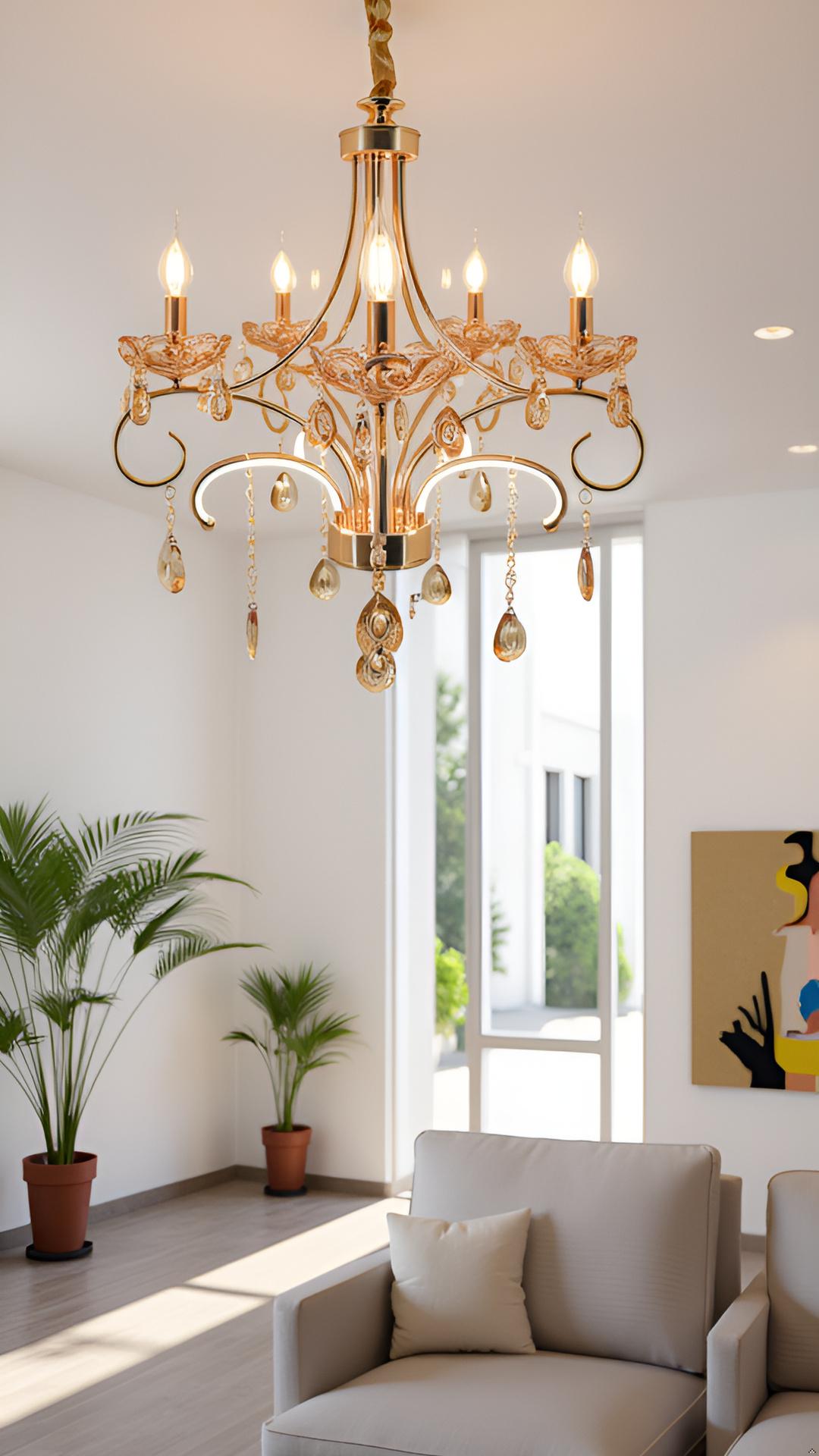 Swanart Experience Grandeur: Handcrafted 5 Bulb Italian Chandelier Light - Swanart