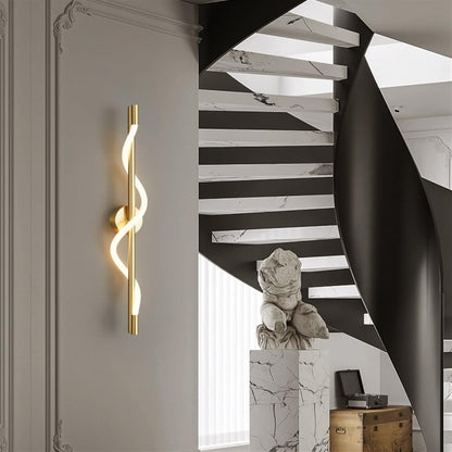 Swanart Modern LED Wall Sconce - Elegant Spiral Design, Gold Finish, Warm White Light, Perfect for Living Room, Bedroom & Hallway Decor - Swanart