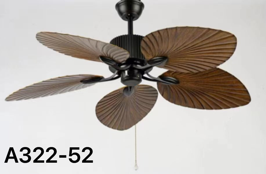 Swanart Decorative Ceiling Fan with Leaf Design Blades, Modern Wooden Finish Ceiling Fan, Silent Motor, Pull Chain Control, Luxury Home Décor Fan for Living Room, Bedroom & Hall