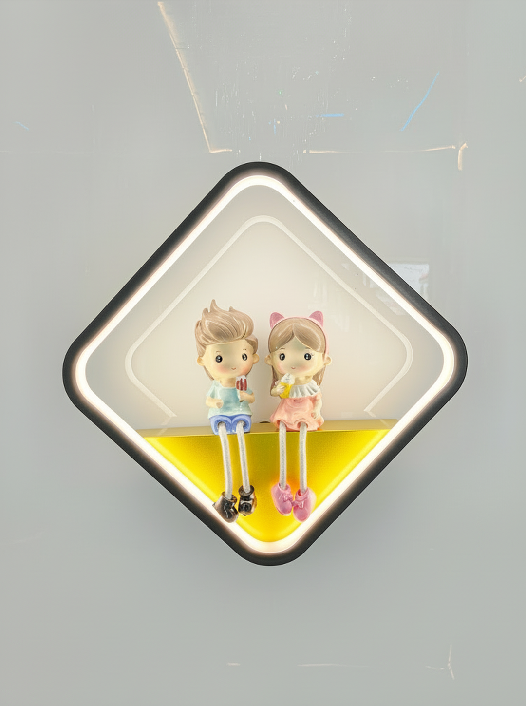 Swanart cute couple kids' night light with boy and girl figurines emitting soft LED glow, ideal for nursery or bedroom decor.