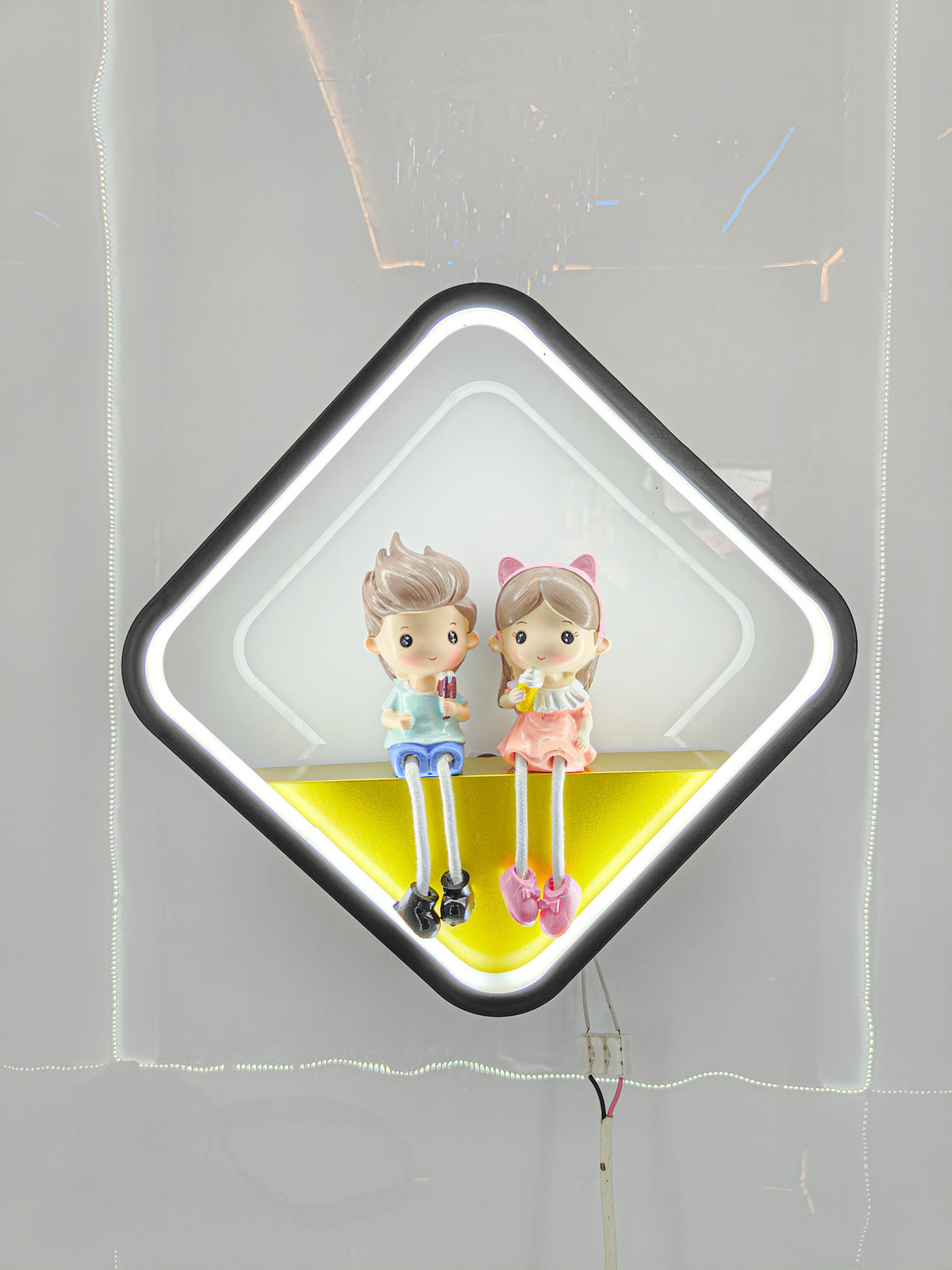 Swanart cute couple kids' night light featuring a boy and girl figurine with soft LED glow, nursery and bedroom decor lamp
