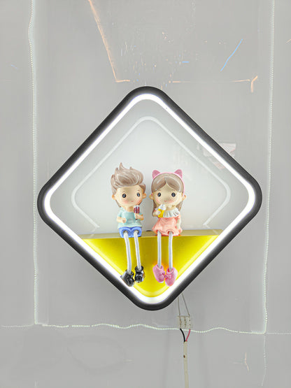 Swanart cute couple kids' night light featuring a boy and girl figurine with soft LED glow, nursery and bedroom decor lamp
