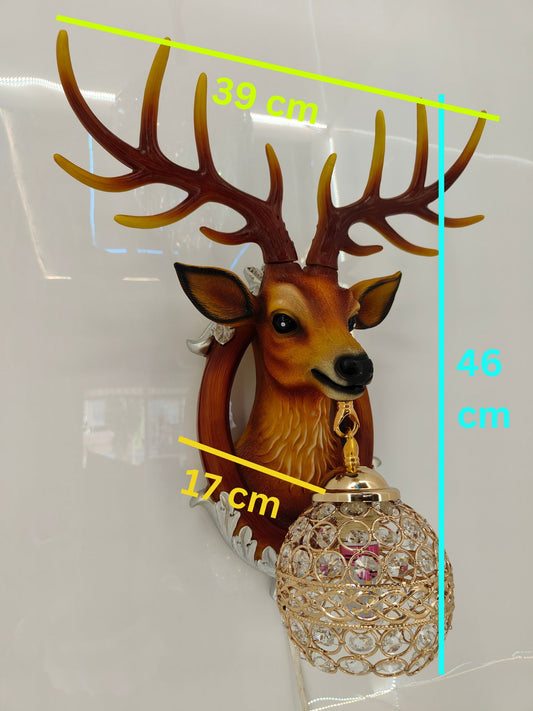 Swanart Charming Deer Head Wall Sconce with Crystal Globe Lamp – Decorative Wall Lighting for Living Room, Bedroom, Hallway – Artistic Design, Deer Antlers, Gold Accents – Unique Home Décor Feature
