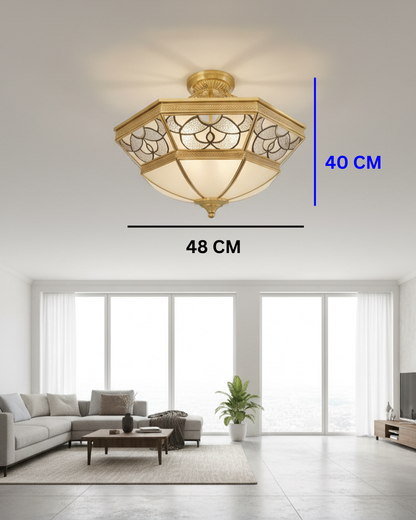 Swanart vintage gold semi-flush ceiling light fixture with 48cm diameter, featuring elegant design and metallic finish.