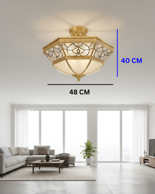 Swanart vintage gold semi-flush ceiling light fixture with 48cm diameter, featuring elegant design and metallic finish.