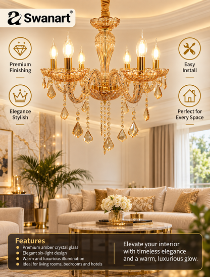 Swanart modern K9 crystal chandelier with clear crystal pendant lighting, Italian ceiling light fixture for elegant decor.