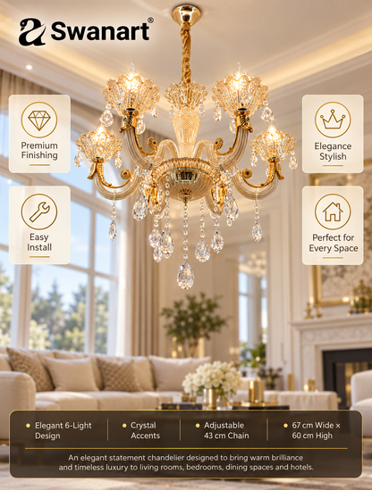 Swanart Italian chandelier with Venetian glass beads, elegant chandelier lighting for a timeless ambiance.