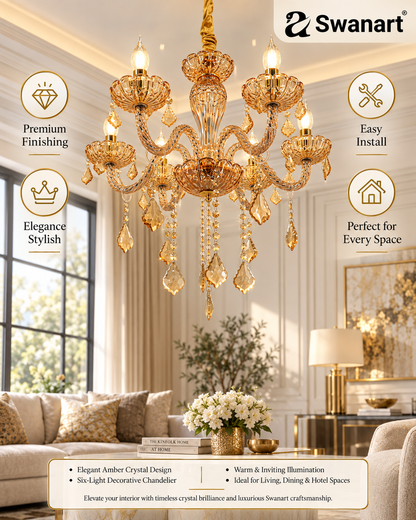 Swanart modern K9 crystal chandelier with clear hanging crystals, Italian-style ceiling pendant light fixture, elegant lighting fixture