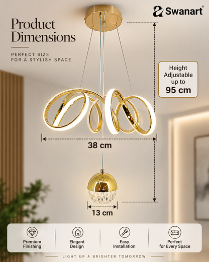 Swanart Fiberglass Vortex pendant light with sleek contemporary design, featuring a chic profile and LED illumination for modern interiors.