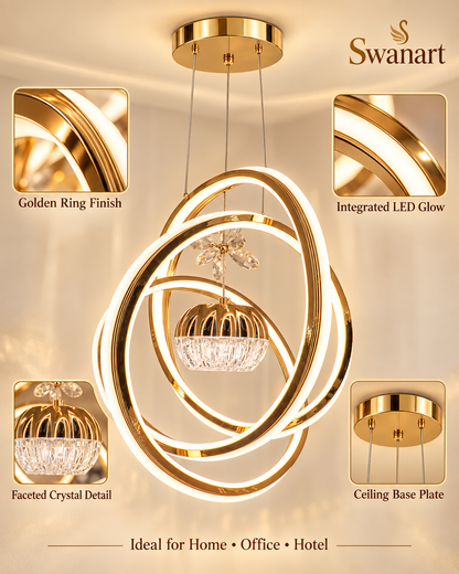 Swanart Orbis fiberglass modern hanging light with innovative illumination, showcasing sleek contemporary design and stylish lighting.