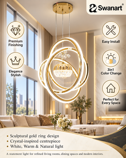 Modern Swanart Orbis fibreglass hanging light with innovative illumination design, showcasing contemporary lighting trend
