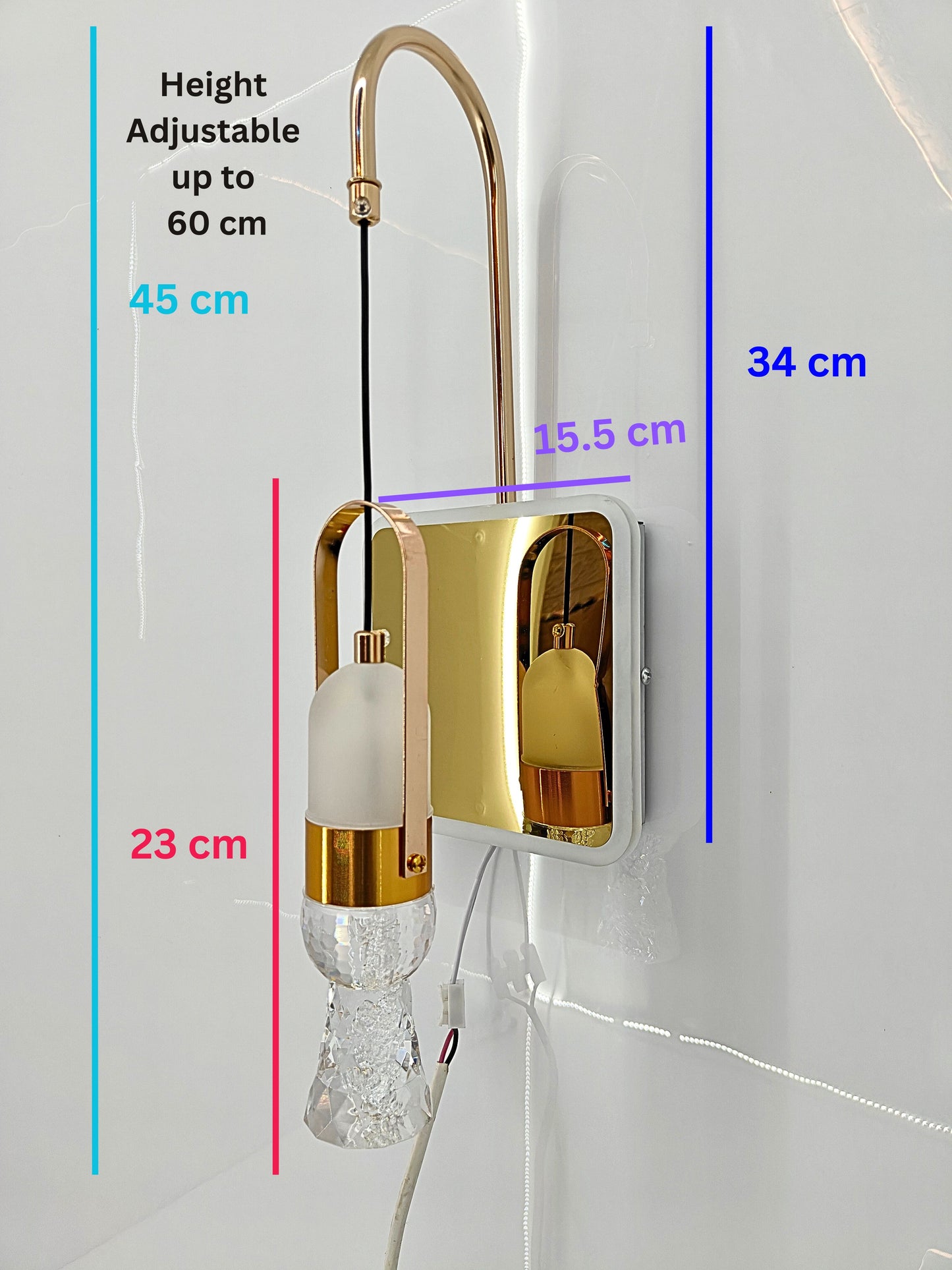 Swanart Modern Crystal Wall Sconce with LED Mirror - Elegant Bathroom Vanity Light Fixture with Gold Finish & Crystal Shade - Swanart