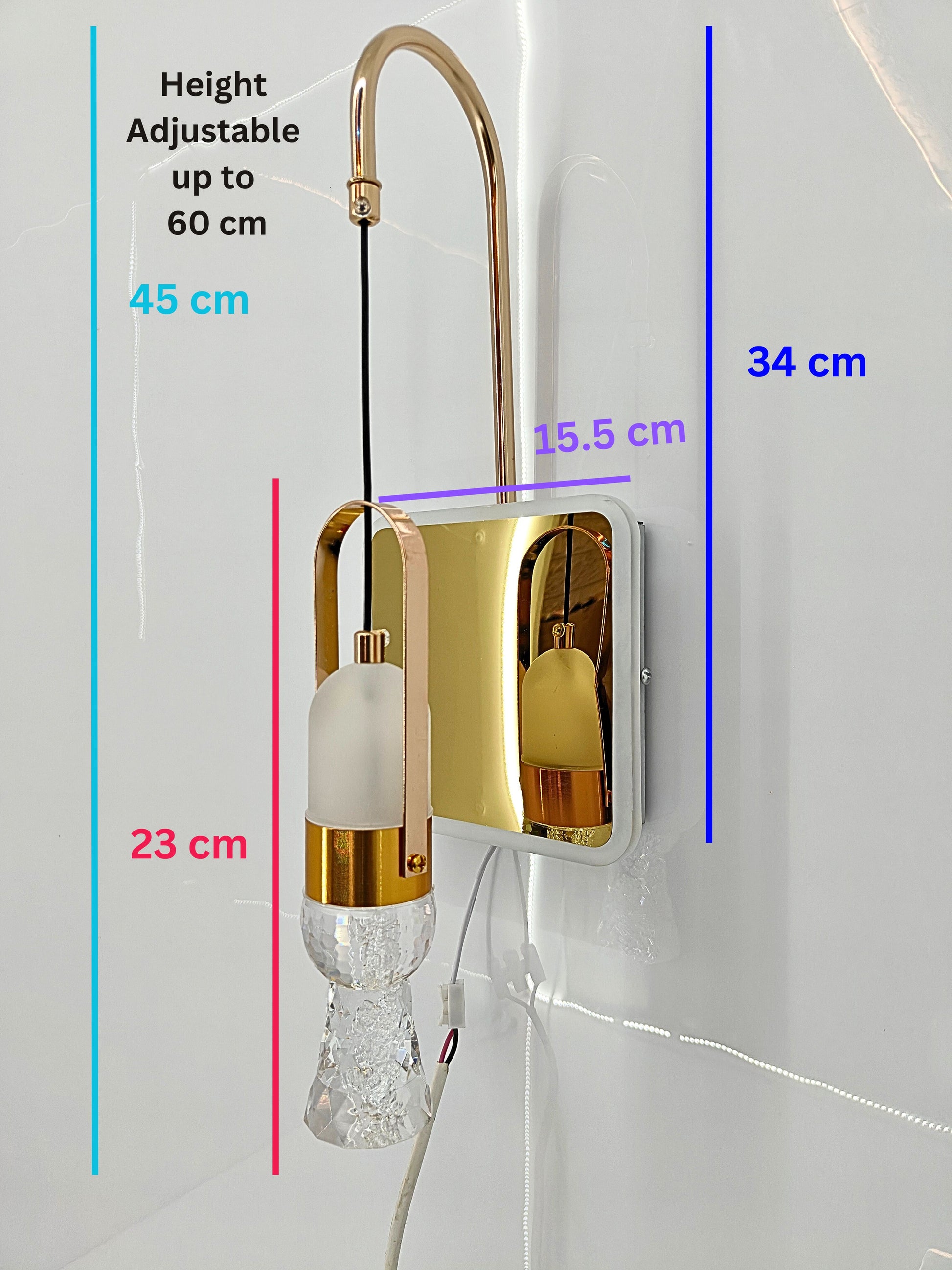 Swanart Modern Crystal Wall Sconce with LED Mirror - Elegant Bathroom Vanity Light Fixture with Gold Finish & Crystal Shade - Swanart