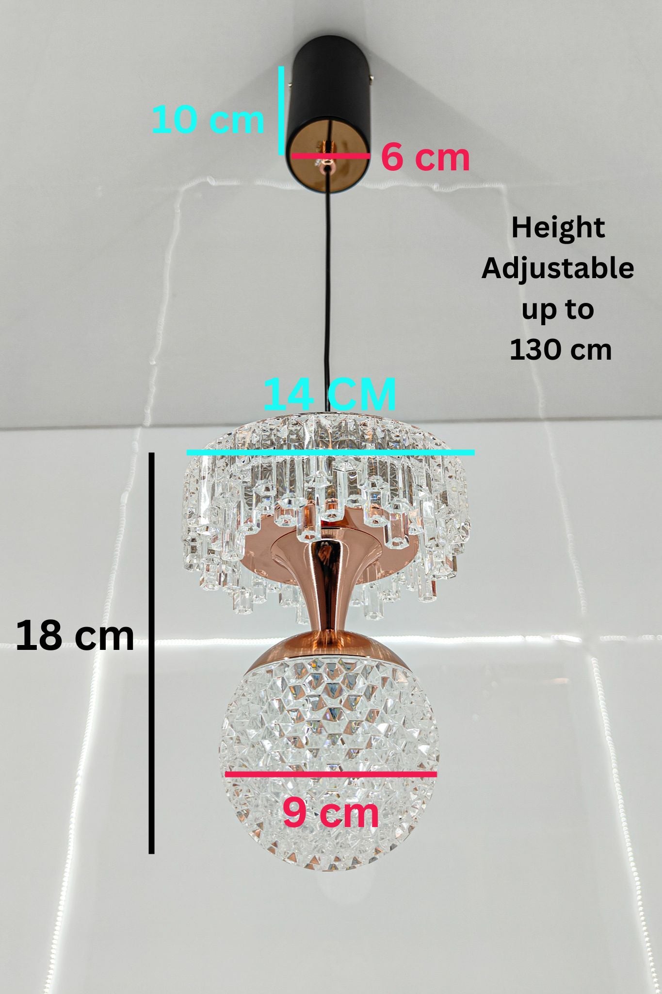 Modern 2-Tier Crystal Pendant Light | Black & Rose Gold Design - Swanart