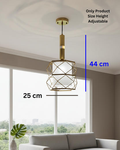 Swanart modern gold geometric pendant light with frosted glass shade, hanging ceiling lamp for kitchen or dining room decor