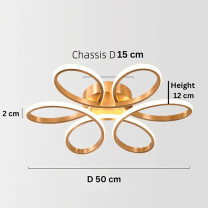 Swanart Modern LED Ceiling Light with Gold & Rose Gold Accents, Flower-Shaped Design, Energy-Saving LED, Ideal for Bedroom, Living Room, or Dining Area - Swanart
