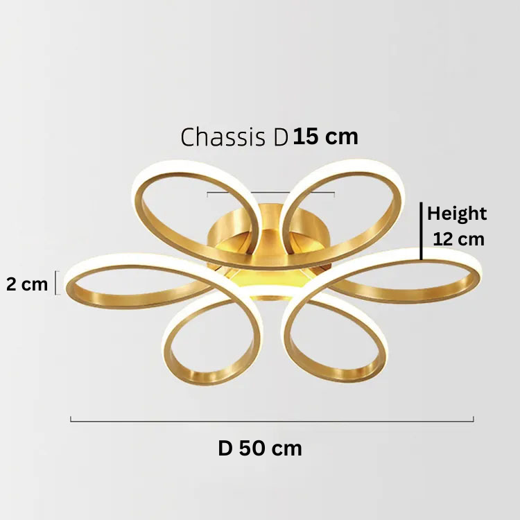 swanart Florex Modern LED Ceiling Light with Gold Accents, Flower-Shaped Design, Energy-Saving LED, Ideal for Bedroom, Living Room, or Dining Area - Swanart