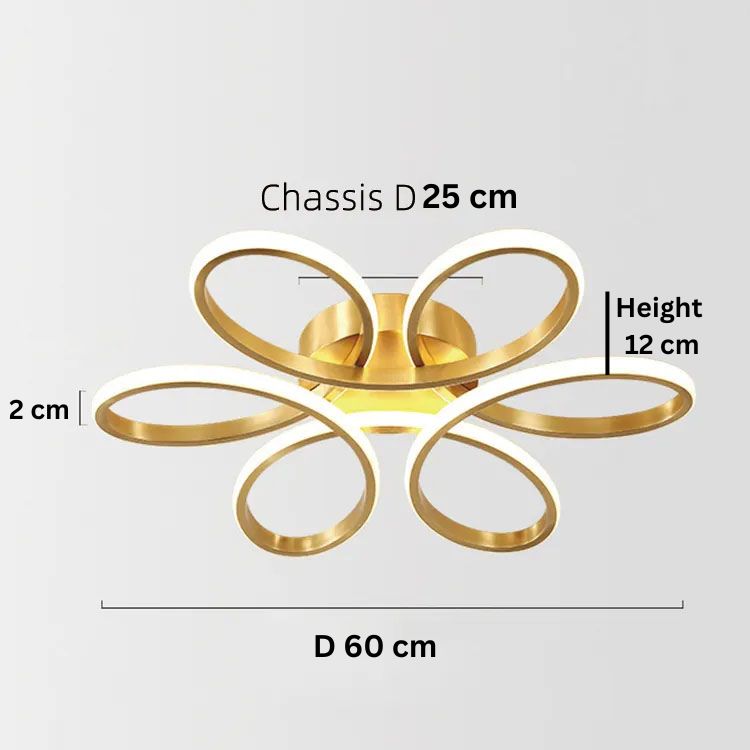 swanart Florex Modern LED Ceiling Light with Gold Accents, Flower-Shaped Design, Energy-Saving LED, Ideal for Bedroom, Living Room, or Dining Area - Swanart