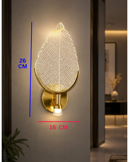 Swanart Leaf LED Wall Light, Decorative Wall Lamp, Modern Wall Light, Golden Wall Sconce, Crystal Leaf Light for Bedroom, Living Room, Hallway & Home Décor
