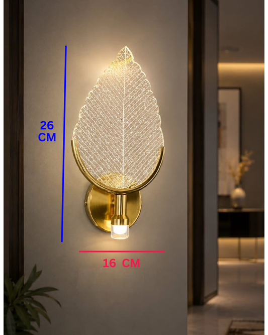 Swanart Leaf LED Wall Light, Decorative Wall Lamp, Modern Wall Light, Golden Wall Sconce, Crystal Leaf Light for Bedroom, Living Room, Hallway & Home Décor