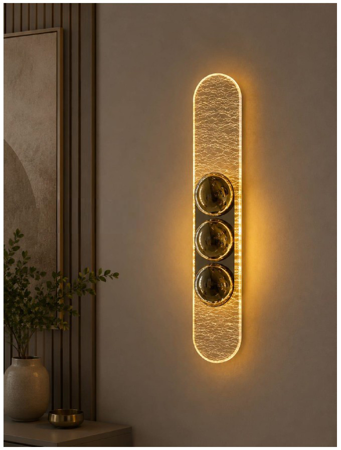 Swanart Modern LED Wall Light, Decorative Wall Lamp with Golden Bubble Design, Warm Ambient Wall Light, Luxury Wall Sconce for Living Room, Bedroom, Hallway & Home Decor