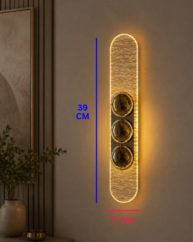 Swanart Modern LED Wall Light, Decorative Wall Lamp with Golden Bubble Design, Warm Ambient Wall Light, Luxury Wall Sconce for Living Room, Bedroom, Hallway & Home Decor