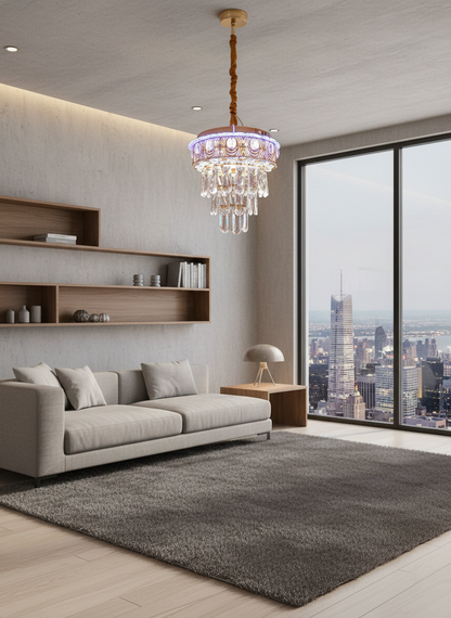 Swanart Modern Bluetooth-Enabled Crystal Pendant Light with Dynamic Rotation Feature - Swanart