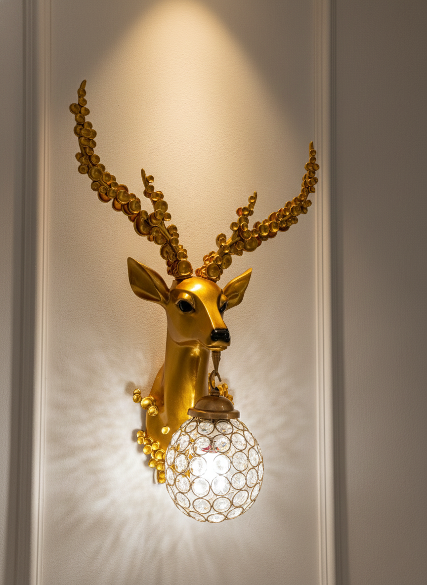 Swanart Elegant Deer Wall Lighting Fixture - Antler Design LED Sconce for Rustic Home Decor Light - Swanart