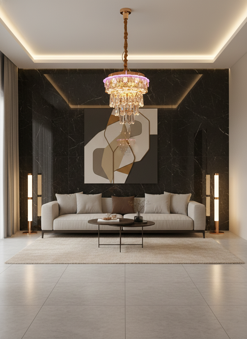 Swanart Modern Bluetooth-Enabled Crystal Pendant Light with Dynamic Rotation Feature - Swanart