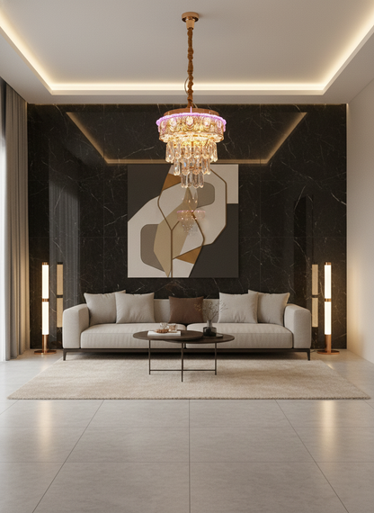 Swanart Modern Bluetooth-Enabled Crystal Pendant Light with Dynamic Rotation Feature - Swanart