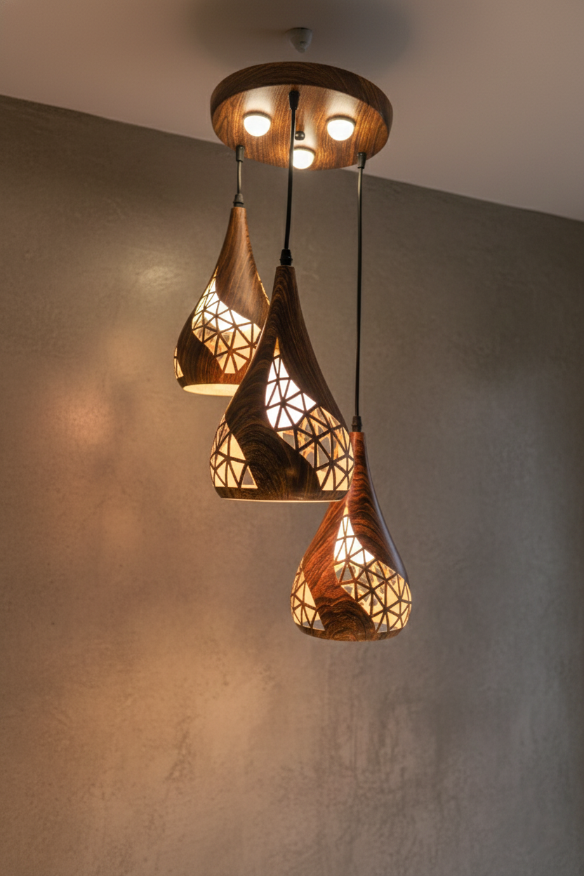 Swanart Unique wooden hanging lamp design for home decoration modern wooden hanging lights decor - Swanart