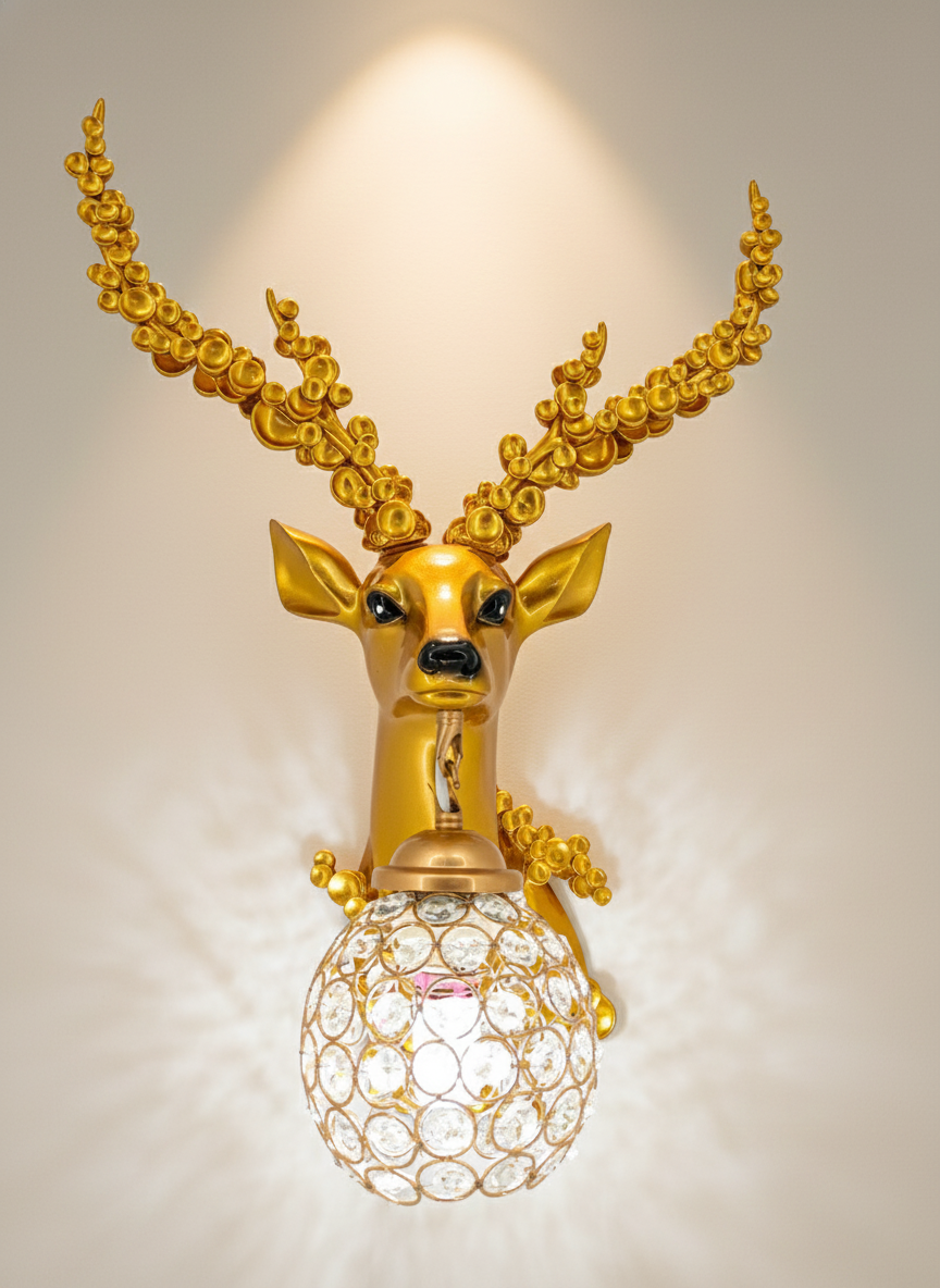 Swanart Elegant Deer Wall Lighting Fixture - Antler Design LED Sconce for Rustic Home Decor Light - Swanart