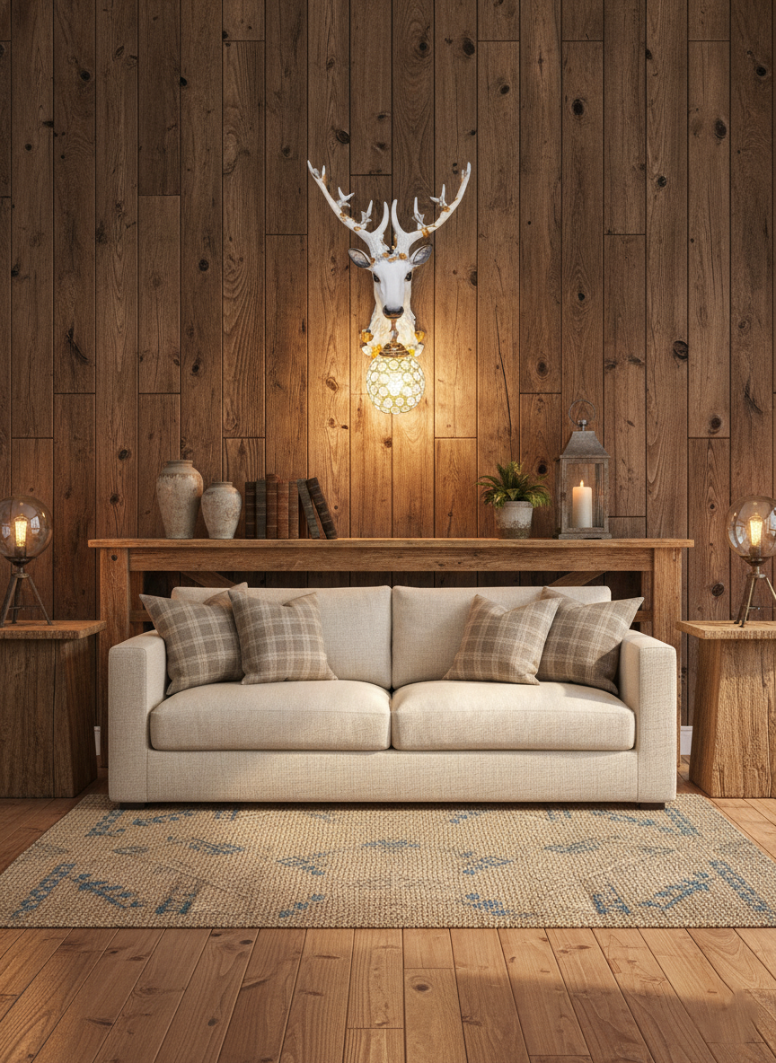 Swanart Elegant Deer Head Wall Lamp with Golden Crystal Pendant, 64cm Wall Mounted Light Fixture for Living Room, Bedroom, or Hallway - Unique Artistic Decor with Warm Glow - Modern & Luxurious Design - Swanart