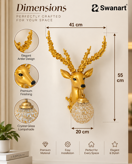Swanart Elegant Deer Wall Lighting Fixture - Antler Design LED Sconce for Rustic Home Decor Light - Swanart