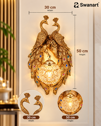 Exquisite Peacock Wall Sconce Royal Crystal Lighting - Swanart