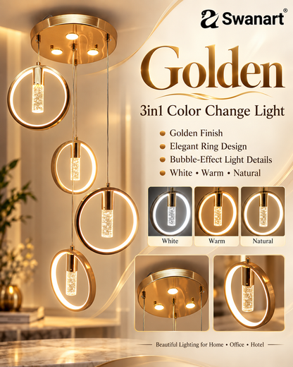 Swanart Radiant Charm Crystal Gel golden pendant light with sparkling crystals and elegant hanging design for home decor.