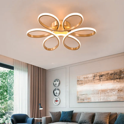 Swanart Modern LED Ceiling Light with Gold & Rose Gold Accents, Flower-Shaped Design, Energy-Saving LED, Ideal for Bedroom, Living Room, or Dining Area - Swanart