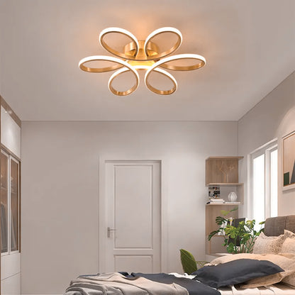 Swanart Modern LED Ceiling Light with Gold & Rose Gold Accents, Flower-Shaped Design, Energy-Saving LED, Ideal for Bedroom, Living Room, or Dining Area - Swanart